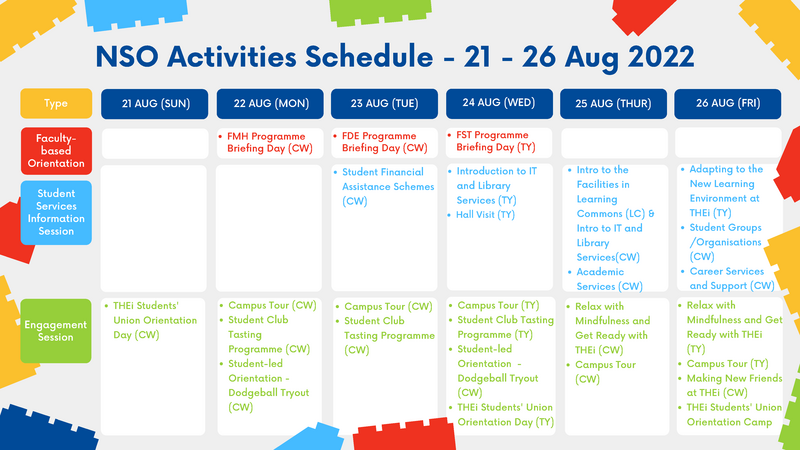Activities schedule 1